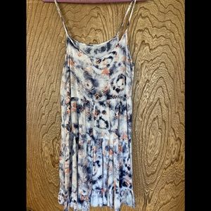 White and blue print dress